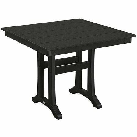 POLYWOOD Farmhouse Trestle 37'' Black Dining Height Table 633PL81T1LBL